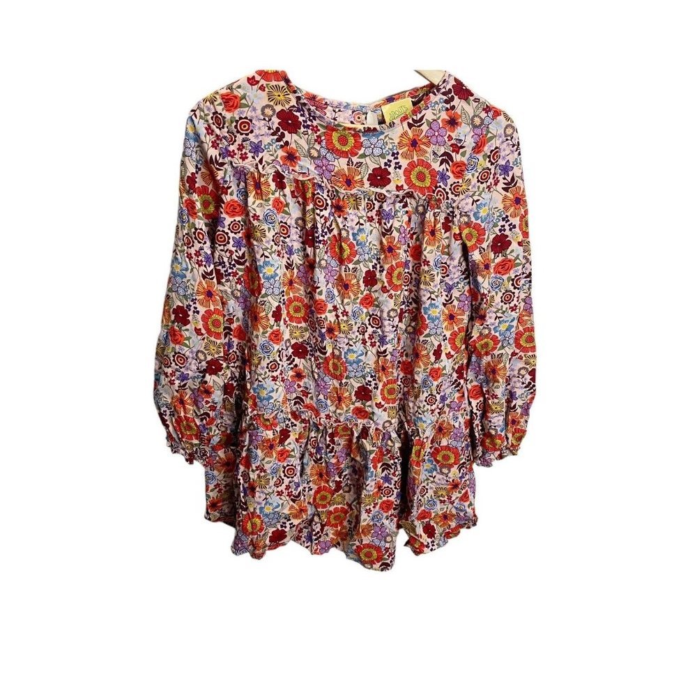 THEREABOUTS Boho Dress Girls XL 16 Mellow Rose Floral Ruffled Tiered Pullover